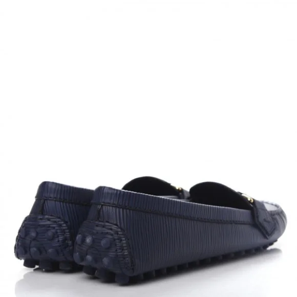 Louis Vuitton Navy Blue Loafers with Gold Accent - Picture 11 of 16